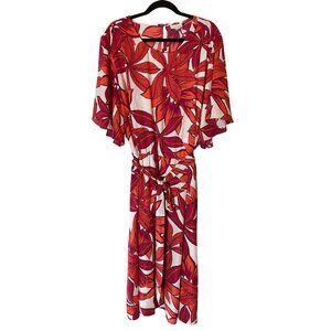 NWT Liz Claiborne Kimono Dress Short Sleeve Orange Red Floral 3X